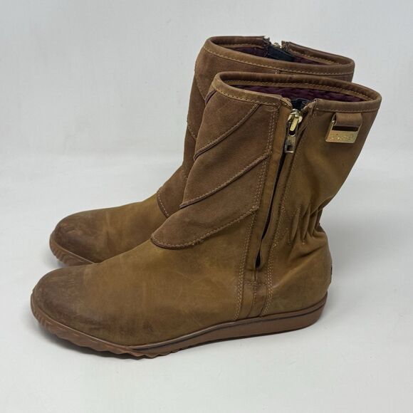 Sorel Firenzy Breve II Boots Womens 8.5 Brown Leather Waterproof Side Zip Mid - Picture 4 of 16